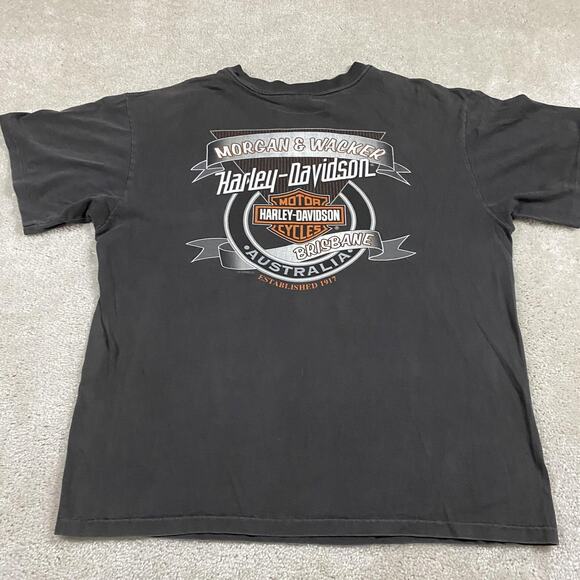 VTG Harley-Davidson Shirt Mens XL Australia Brisbane Morgan & Wacker 90s BIker - Picture 2 of 10